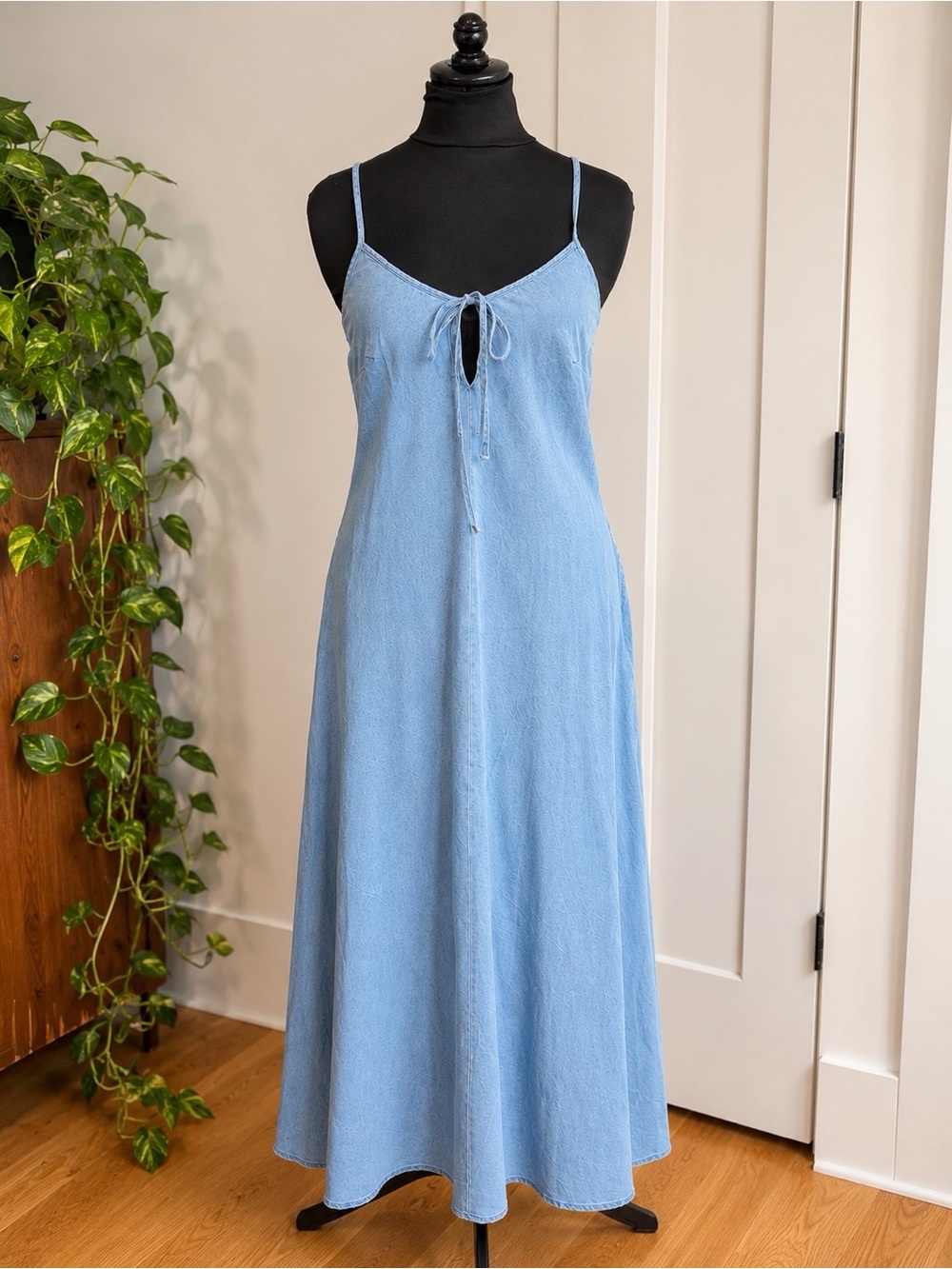a new day Light Blue Spaghetti Strap Tie-Front Maxi Dress